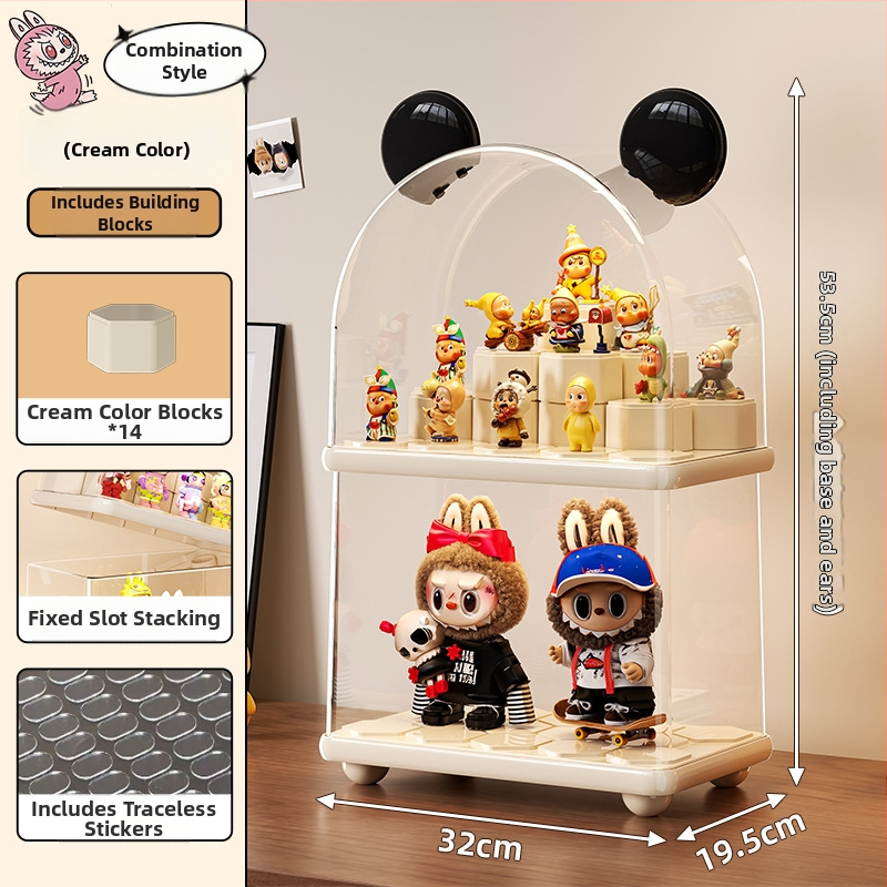 Kutija za prikaz blind boxa, plastična, s poklopcem, prašno otporna, sklopački dizajn — za Bubble Mart lutke; model Rme-8545-8547-display box; materijal HIPS/PP/PS