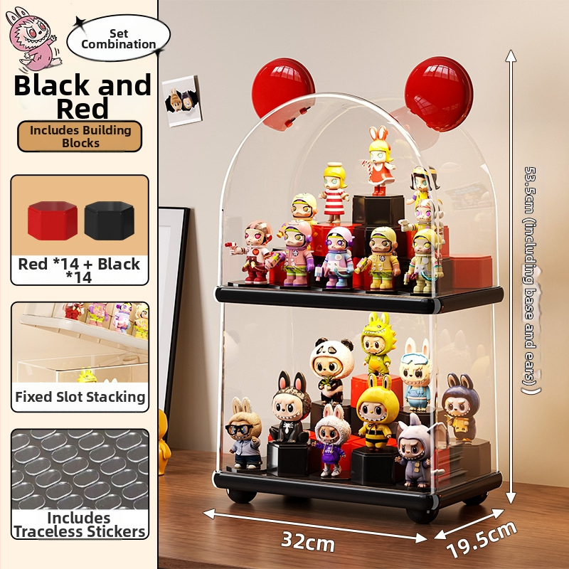 Kutija za prikaz blind boxa, plastična, s poklopcem, prašno otporna, sklopački dizajn — za Bubble Mart lutke; model Rme-8545-8547-display box; materijal HIPS/PP/PS
