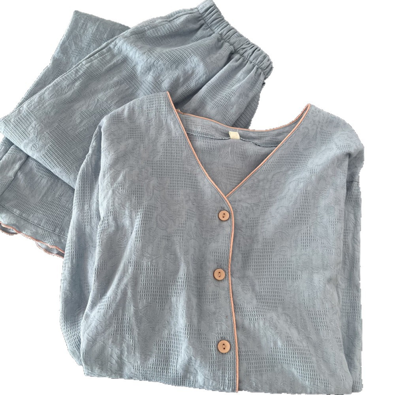 Ženski set pidžama od poliestera s dugim rukavima i dugim hlačama, okrugli vrat, srednja debljina 201–250 g/m2, casual kućni outfit za jesen