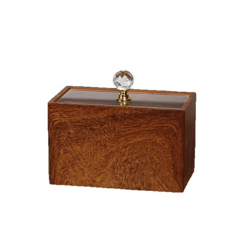 Kutija od smole za vatne štapiće s teksturom oraha, podijeljeno skladištenje, kapacitet 1 L