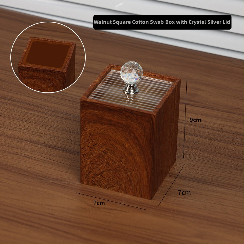 Kutija od smole za vatne štapiće s teksturom oraha, podijeljeno skladištenje, kapacitet 1 L