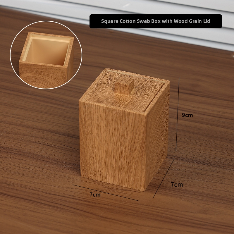 Kutija od smole za vatne štapiće s teksturom oraha, podijeljeno skladištenje, kapacitet 1 L