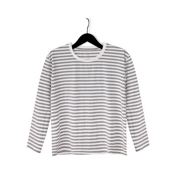 Pajama vrh od bambusovih vlakana, prugasti dizajn, okrugli izrez, dugi rukavi, srednja debljina 251–300 g/m²