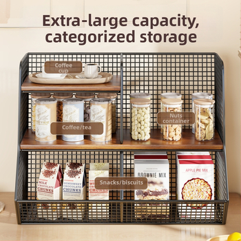 Kutija za pohranu i stolni organizator (Materijal: željezo i drvo; Kapacitet: 1 L; Funkcija: Višestruka upotreba; Stil: Moderni minimalistički; Uzorak: kao na slici)