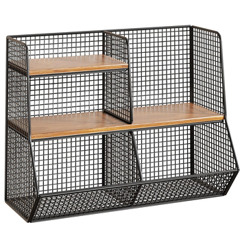 Kutija za pohranu i stolni organizator (Materijal: željezo i drvo; Kapacitet: 1 L; Funkcija: Višestruka upotreba; Stil: Moderni minimalistički; Uzorak: kao na slici)