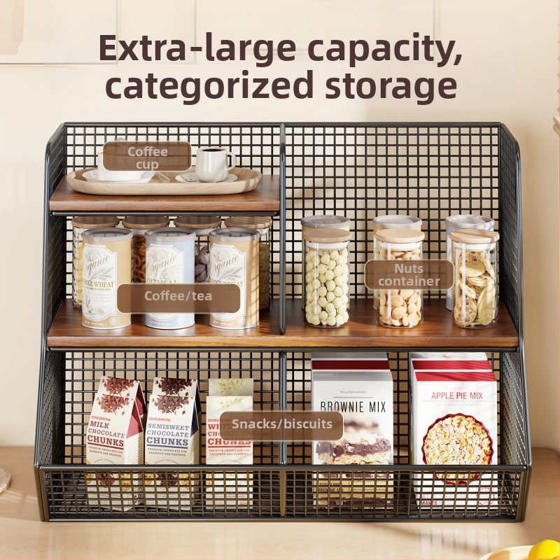 Kutija za pohranu i stolni organizator (Materijal: željezo i drvo; Kapacitet: 1 L; Funkcija: Višestruka upotreba; Stil: Moderni minimalistički; Uzorak: kao na slici)