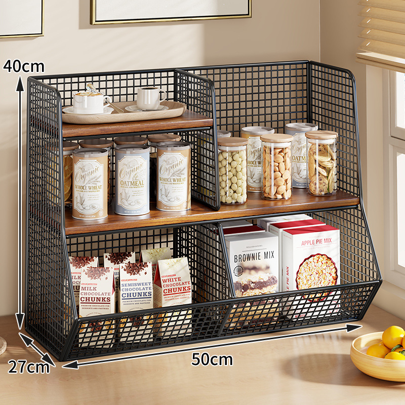 Kutija za pohranu i stolni organizator (Materijal: željezo i drvo; Kapacitet: 1 L; Funkcija: Višestruka upotreba; Stil: Moderni minimalistički; Uzorak: kao na slici)