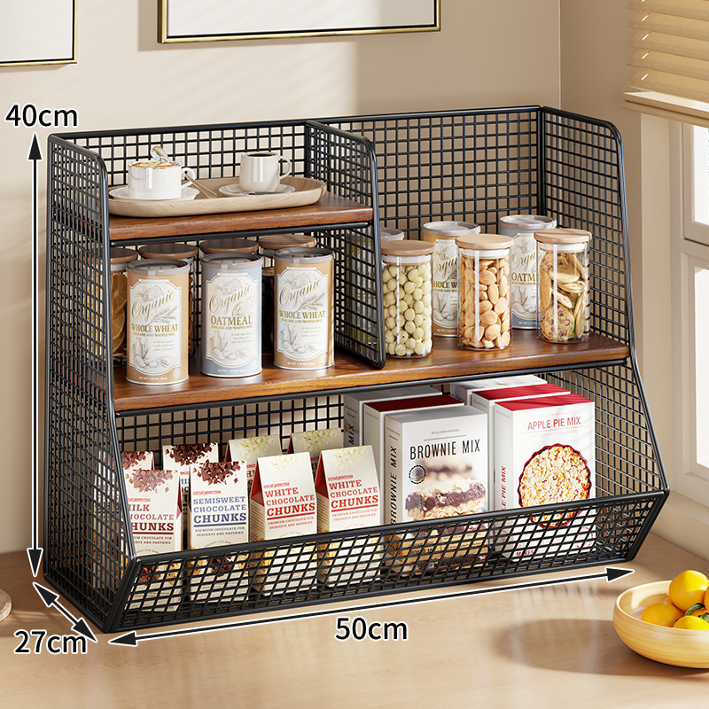 Kutija za pohranu i stolni organizator (Materijal: željezo i drvo; Kapacitet: 1 L; Funkcija: Višestruka upotreba; Stil: Moderni minimalistički; Uzorak: kao na slici)