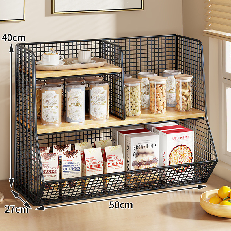 Kutija za pohranu i stolni organizator (Materijal: željezo i drvo; Kapacitet: 1 L; Funkcija: Višestruka upotreba; Stil: Moderni minimalistički; Uzorak: kao na slici)