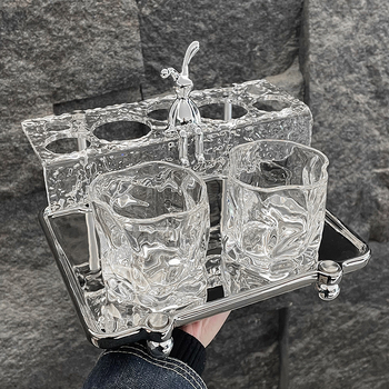 Osborn set držača četkica za zube i čaše za ispiranje usta — stakleni organizator za kupaonu, jednostruka konstrukcija, nepravilnog oblika