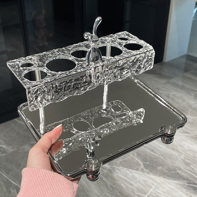 Osborn set držača četkica za zube i čaše za ispiranje usta — stakleni organizator za kupaonu, jednostruka konstrukcija, nepravilnog oblika