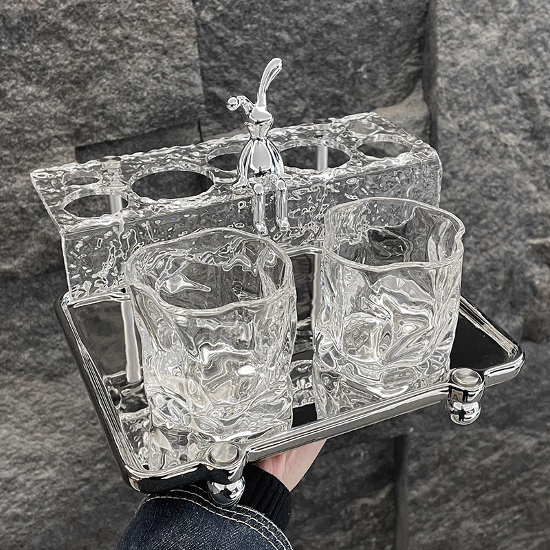 Osborn set držača četkica za zube i čaše za ispiranje usta — stakleni organizator za kupaonu, jednostruka konstrukcija, nepravilnog oblika