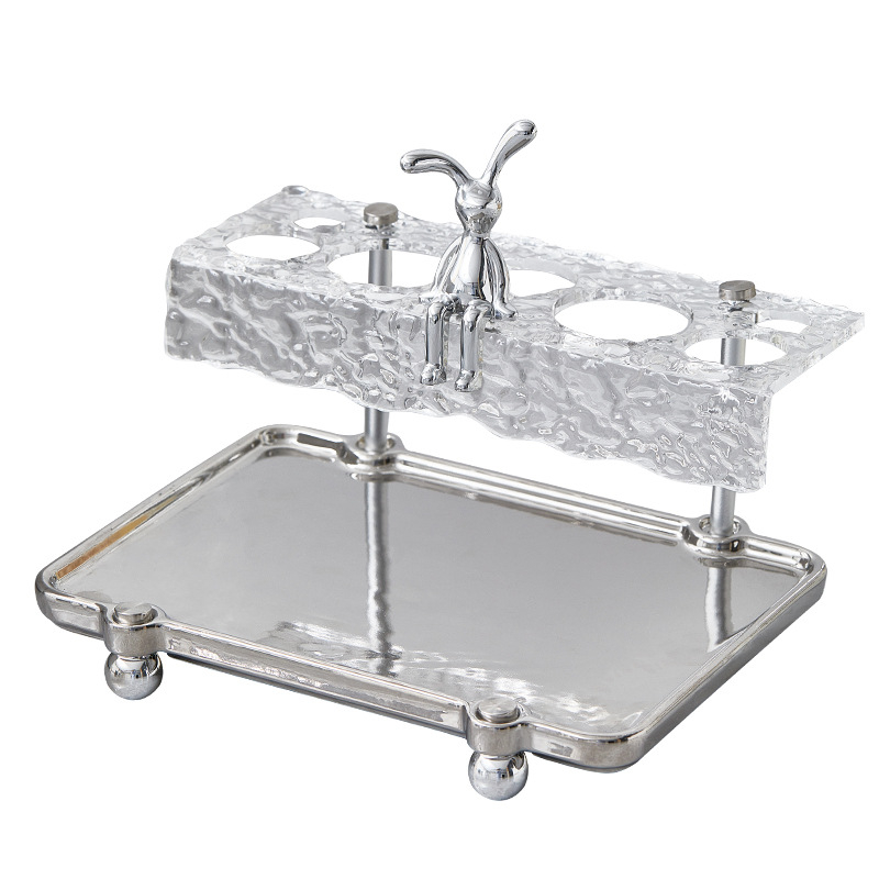 Osborn set držača četkica za zube i čaše za ispiranje usta — stakleni organizator za kupaonu, jednostruka konstrukcija, nepravilnog oblika