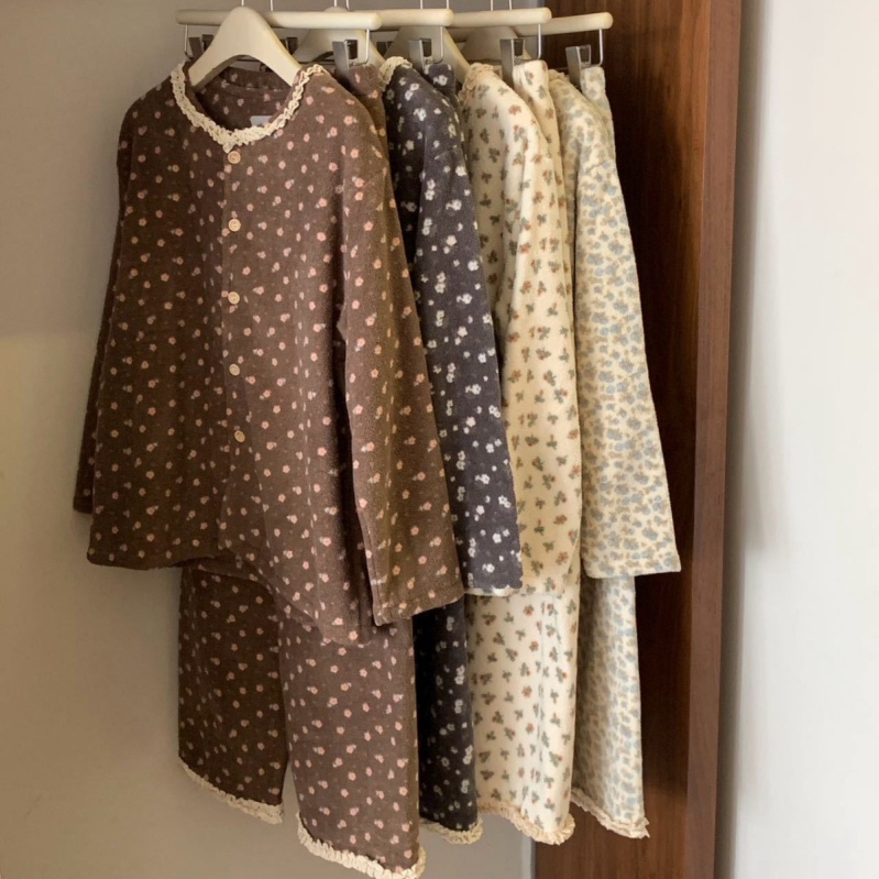 Msusu Cotton Soso set pidžama – Warm Skin Velvet, ležerni minimalistički stil, debeli materijal, okrugli ovratnik, dugi rukavi, dugačke hlače, zimska toplina