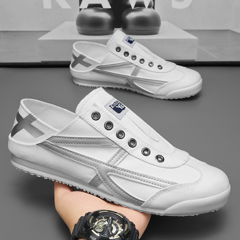 Muške platnene loaferice slip-on s prozračnom mrežastom unutarnjom stranom, EVA uložak, PVC potplat, elastna traka za obuvanje