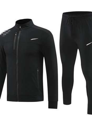 Мъжки спортен комплект: яке с дълги ръкави и панталони, найлонова материя, кръгло деколте, без качулка, пролетно-есенен сезон.