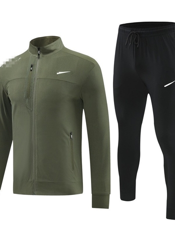 Мъжки спортен комплект: яке с дълги ръкави и панталони, найлонова материя, кръгло деколте, без качулка, пролетно-есенен сезон.
