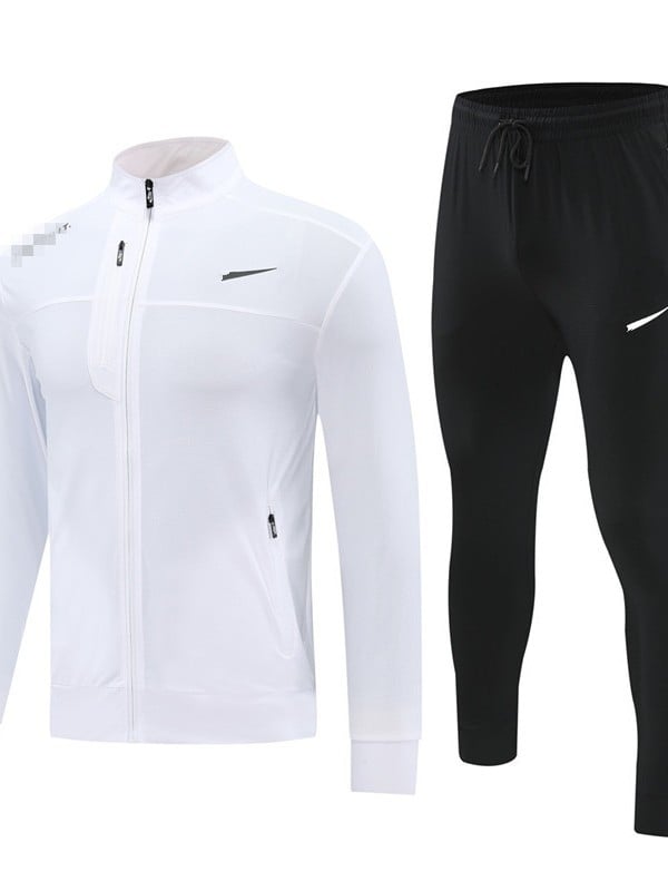 Мъжки спортен комплект: яке с дълги ръкави и панталони, найлонова материя, кръгло деколте, без качулка, пролетно-есенен сезон.