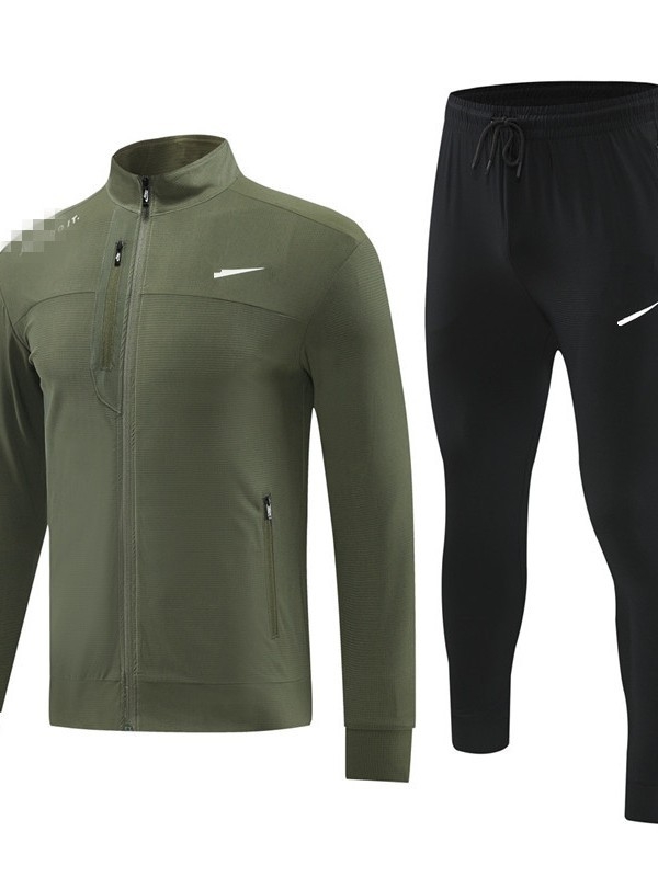Мъжки спортен комплект: яке с дълги ръкави и панталони, найлонова материя, кръгло деколте, без качулка, пролетно-есенен сезон.