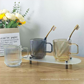 Staklena čašica za četkicu za zube za parove - kružni oblik, moderni minimalistički dizajn, jednostruka konstrukcija, za četkanje zuba