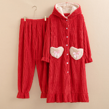 Ženski plišani pižamski set – Jacquard stil koledž, debljina 251–300 g/m², Poliester 90–95%, gornji dio s dugim rukavima i hlače