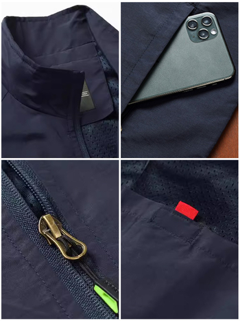Radna vesta za vanjsku upotrebu sa stojećim ovratnikom, zatvaračem na patent, tiskom logotipa i trodimenzionalnim patch džepom
