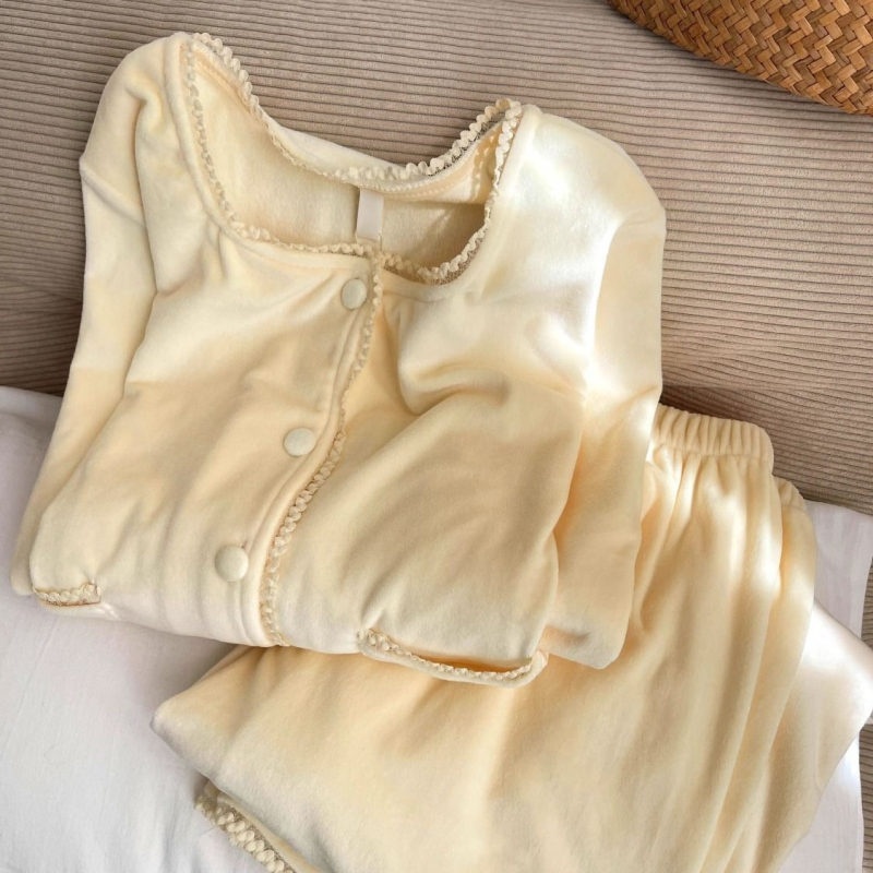 Ženski Island Velvet pidžama set — Spandex, debeli, 251–300 g/m², okrugli izrez, dugi rukavi