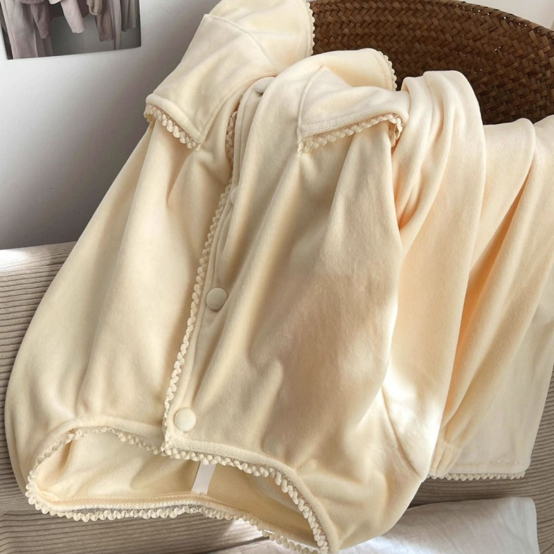 Ženski Island Velvet pidžama set — Spandex, debeli, 251–300 g/m², okrugli izrez, dugi rukavi