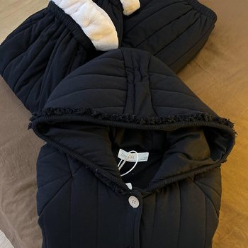 Ženski trostruko podstavljeni pidžama set - fleece podstava, poliester, rever ovratnik, dugi rukav, pogodno za vanjsku upotrebu