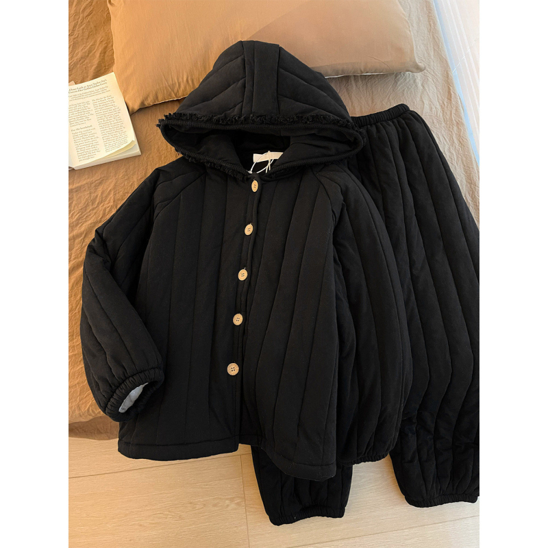 Ženski trostruko podstavljeni pidžama set - fleece podstava, poliester, rever ovratnik, dugi rukav, pogodno za vanjsku upotrebu
