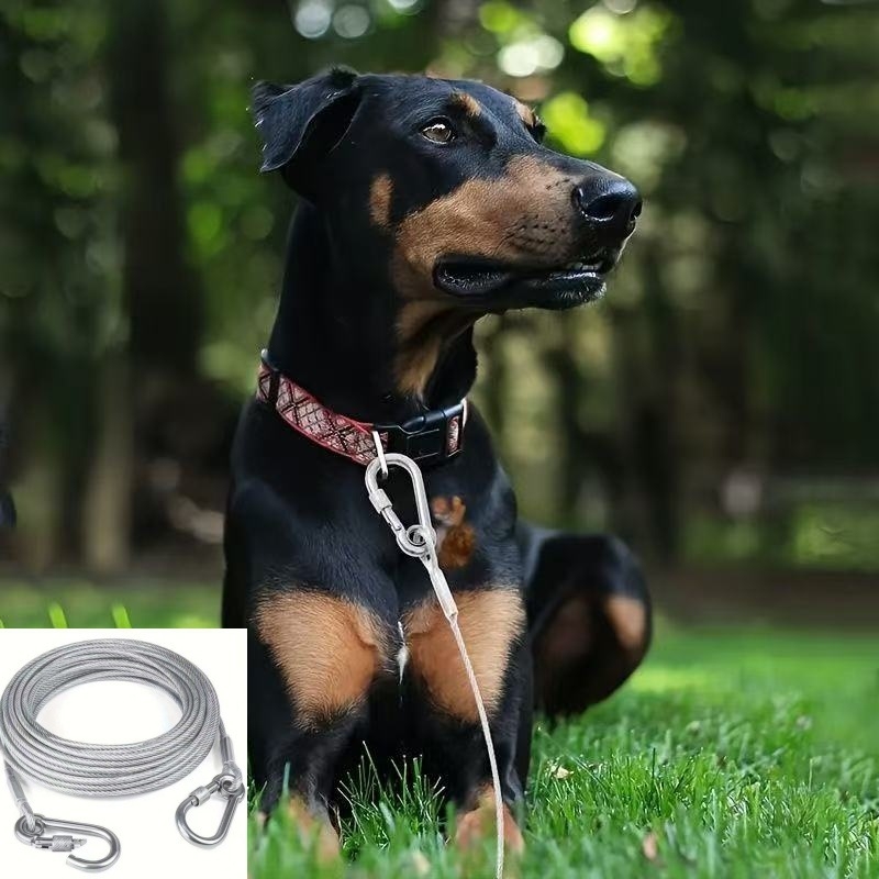 Каишка за кучета от стоманено въже, устойчива на ухапвания, за големи кучета