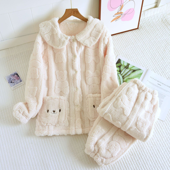 Дамски зимен суит от полиестер, дебелен и топъл, лацеловa яка и дълги ръкави