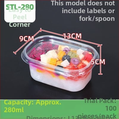 Αναλώσιμο κουτί φρούτων PET με καπάκι – φιλικό προς τα τρόφιμα, διαφανές, 280ml/483ml/709ml