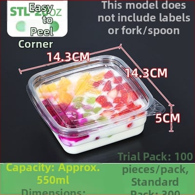 Αναλώσιμο κουτί φρούτων PET με καπάκι – φιλικό προς τα τρόφιμα, διαφανές, 280ml/483ml/709ml