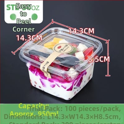 Αναλώσιμο κουτί φρούτων PET με καπάκι – φιλικό προς τα τρόφιμα, διαφανές, 280ml/483ml/709ml