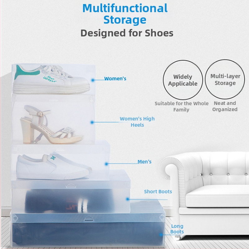 Prozirna kutija za cipele s ladicom, plastična od PP, 18 L kapaciteta, s poklopcem