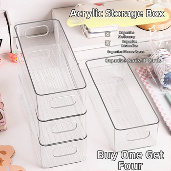 Desktop skladišna kutija – pravokutna, bez poklopca, slaganje, PET plast, prozirna, organizator za ladicu