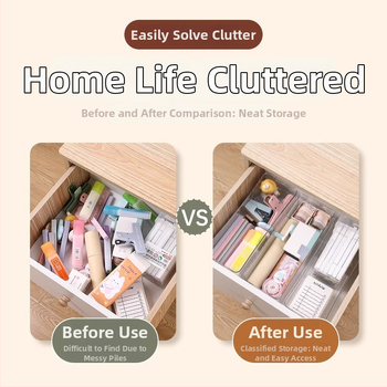 Desktop skladišna kutija – pravokutna, bez poklopca, slaganje, PET plast, prozirna, organizator za ladicu