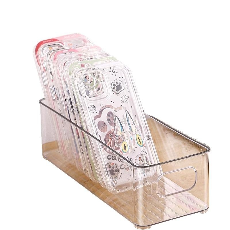 Desktop skladišna kutija – pravokutna, bez poklopca, slaganje, PET plast, prozirna, organizator za ladicu