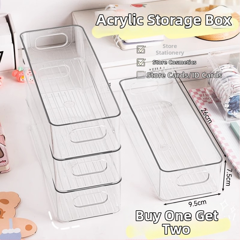 Desktop skladišna kutija – pravokutna, bez poklopca, slaganje, PET plast, prozirna, organizator za ladicu