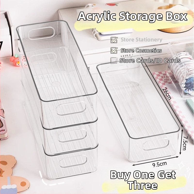 Desktop skladišna kutija – pravokutna, bez poklopca, slaganje, PET plast, prozirna, organizator za ladicu