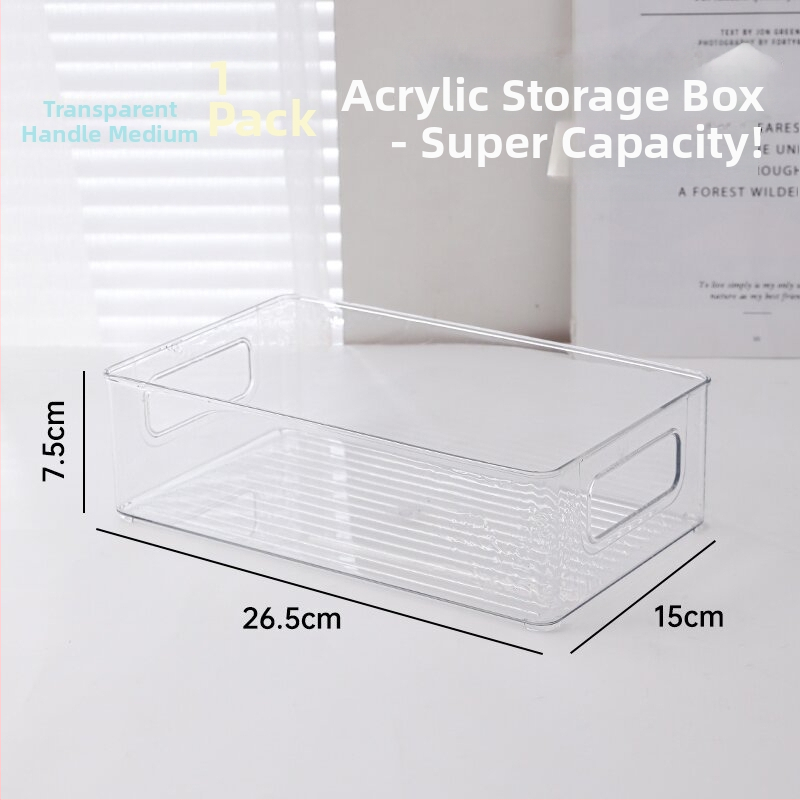 Desktop skladišna kutija – pravokutna, bez poklopca, slaganje, PET plast, prozirna, organizator za ladicu