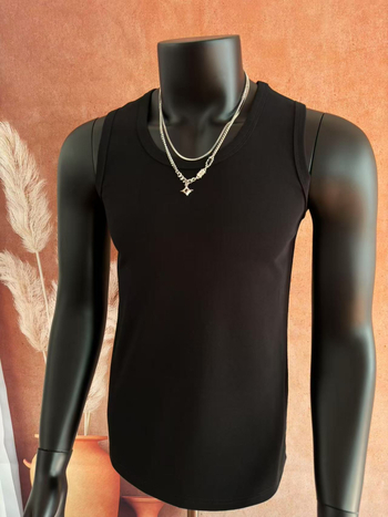 Prilagođeni bez rukava T-shirt prsluk, 90% pamuk, jednofarban uzorak, ravni rub