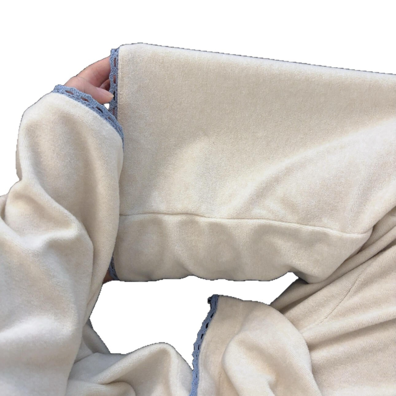 Двоен комплект термо домашни дрехи за жени, акрилово влакно 70–80%, дебелина 251–300 g/m², топ с кардиган стил и кръгла яка, дълги ръкави и панталони