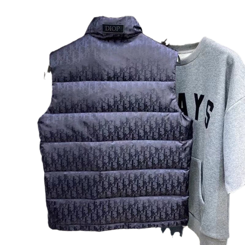 Férfi tollmellény álló gallérral és cipzárral, 250 g libatollal töltve, jacquard pamut-polieteszter anyag, vastagított, epaulette részletek