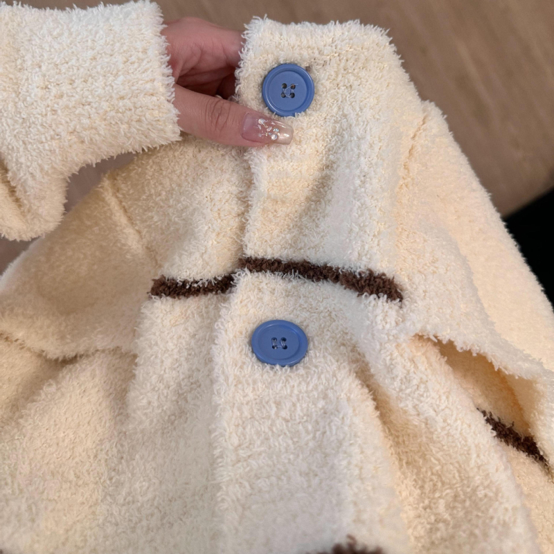 Pijamale cu cardigan tricotat, stil casual, groase și confortabile