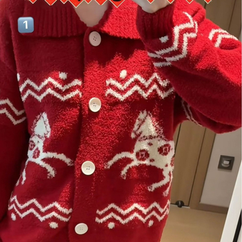 Kućni set za opuštanje - Half-Border Knit, Preppy stil, Debeli materijal, 501-600 g/m², Okrugli izrez