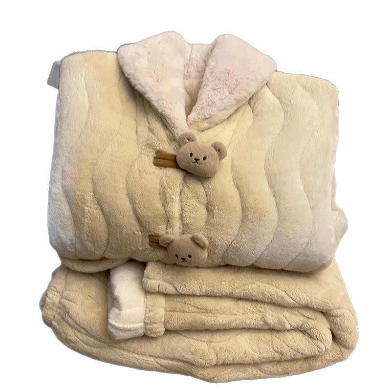Set pidžama od koralnog flisa, poliester, debljina ekstra debela 301–350 g/m², dugi rukavi, otisak crtani medvjed
