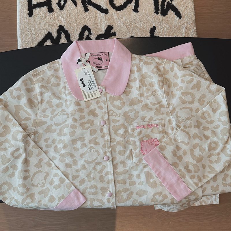 Pidžama set – leopard uzorak, 100% pamuk, četkani unutarnji dio, dugi rukavi i dugačke hlače