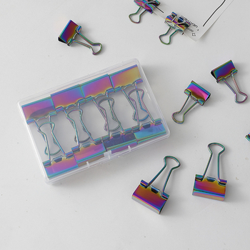 Klip za dnevnik – metalni, Glitter Long Tail Clip, Zero Start, 10 kom. u pakiranju, prozirna plastična kutija